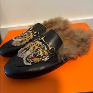 Gucci fur mules